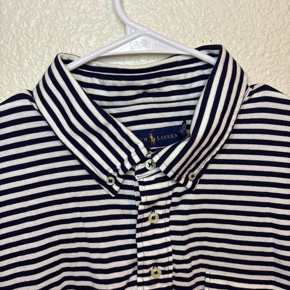 POLO RALPH LAUREN DESIGNER POLO SHIRT Mens XL‎ Striped Blue & white - Picture 3 of 16